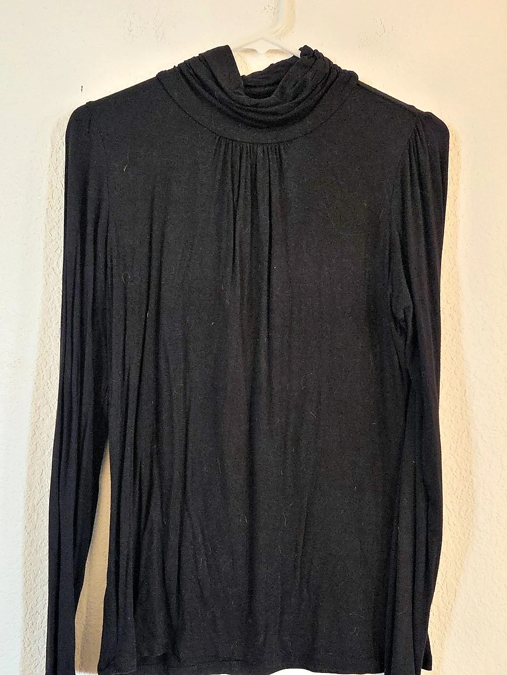 August Silk Black Long Sleeve Cowl Neck Size Small